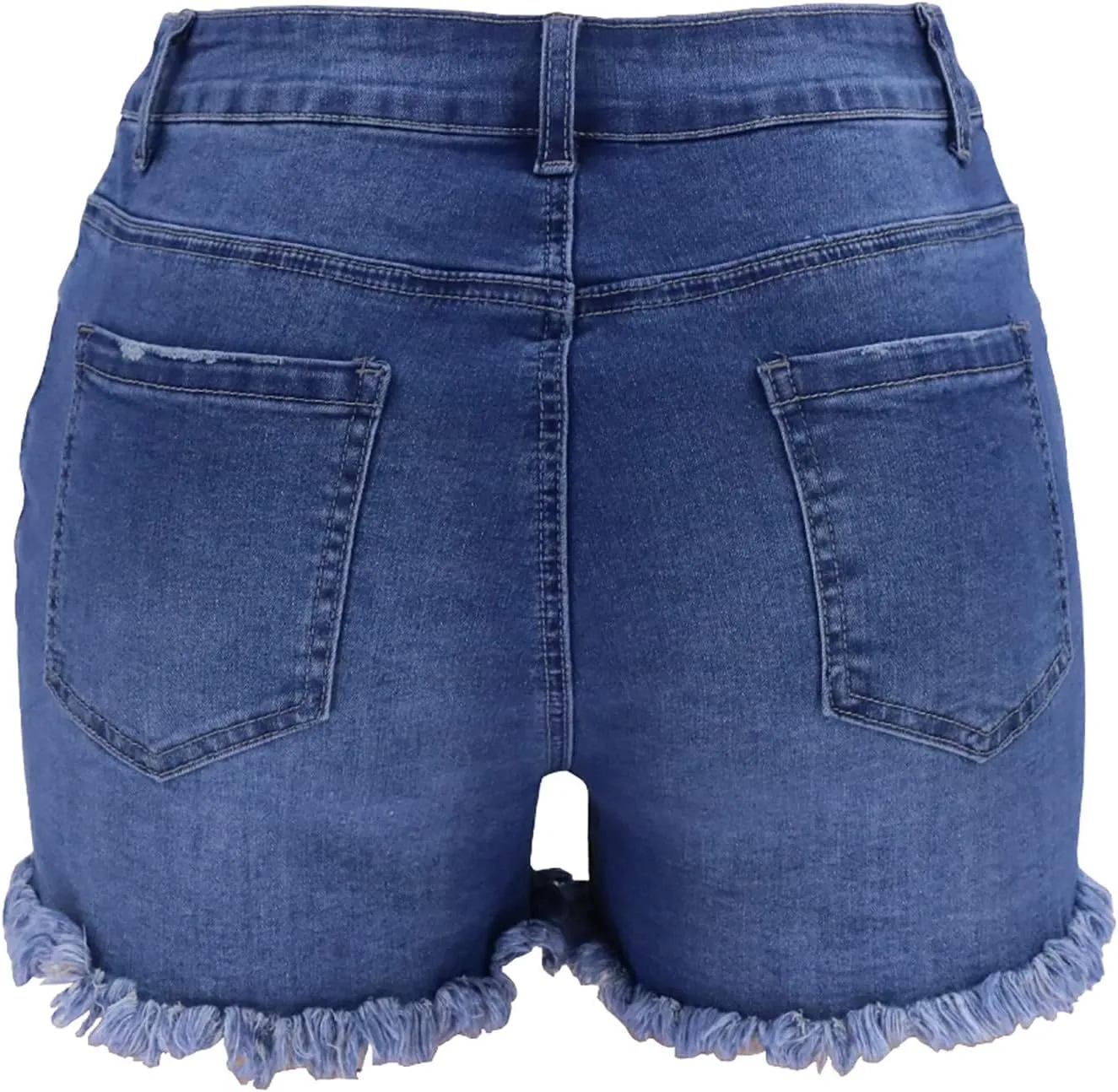 2025 Women's High Waist Button Fly Denim Jean Shorts Hemline Cotton Denim Stretch Jean Shorts Stretchy Jean Short