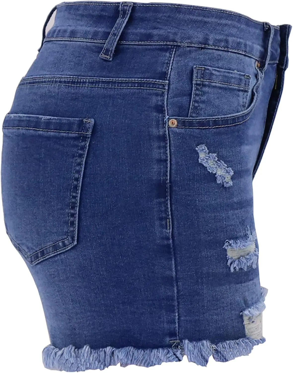 2025 Women's High Waist Button Fly Denim Jean Shorts Hemline Cotton Denim Stretch Jean Shorts Stretchy Jean Short