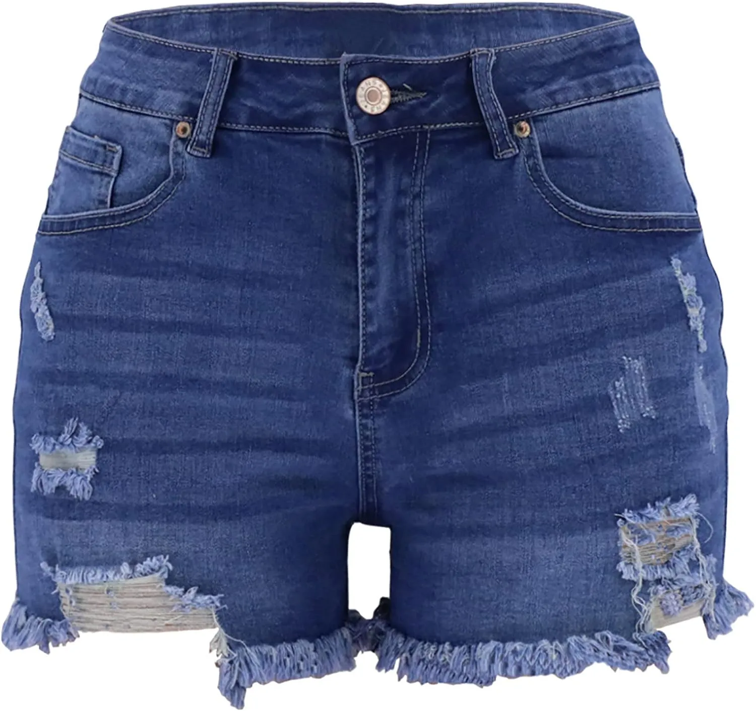 2025 Women's High Waist Button Fly Denim Jean Shorts Hemline Cotton Denim Stretch Jean Shorts Stretchy Jean Short