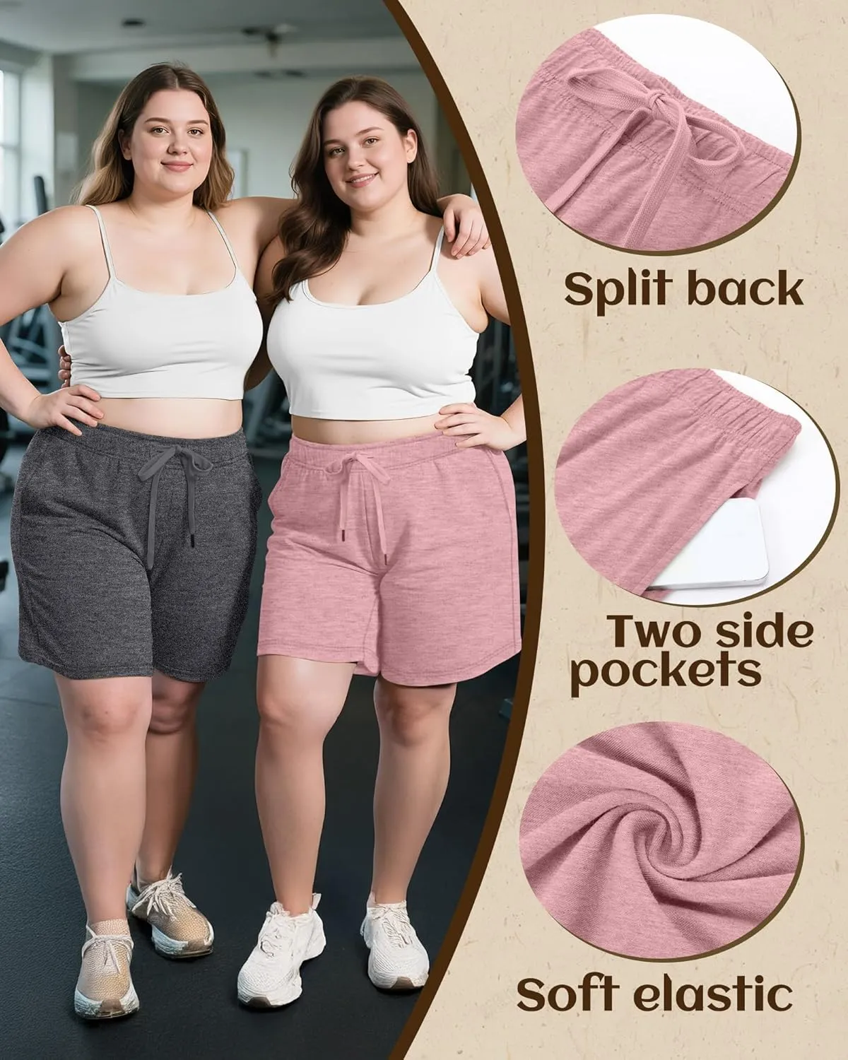 3 Pack Plus Size Bermuda Shorts for Women Comfy Loose Casual Drawstring Sweat Pants with Pockets XL-5XL