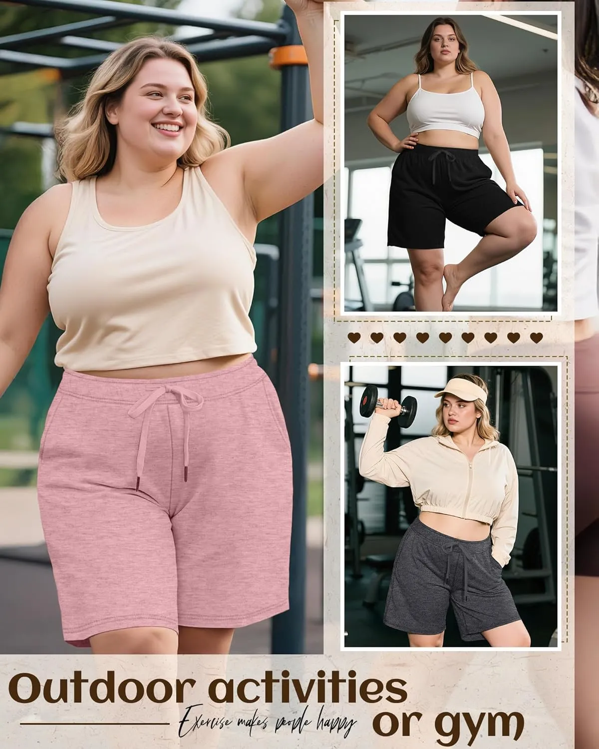 3 Pack Plus Size Bermuda Shorts for Women Comfy Loose Casual Drawstring Sweat Pants with Pockets XL-5XL