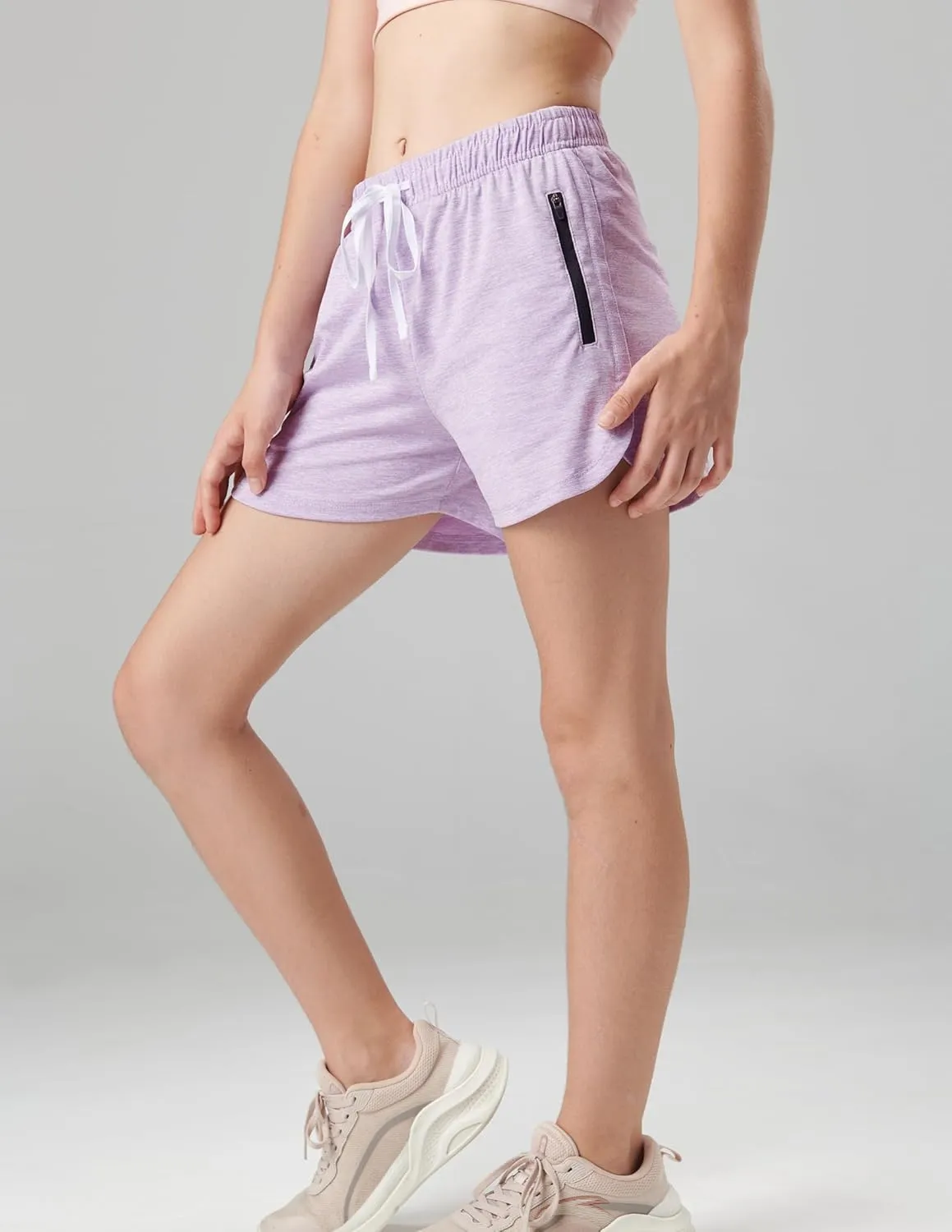 4 Pack Youth Girls Athletic Shorts 3", Girls Soccer Shorts, Kids Workout Gym Clothes Activewear Apparel with Zipper Pockets