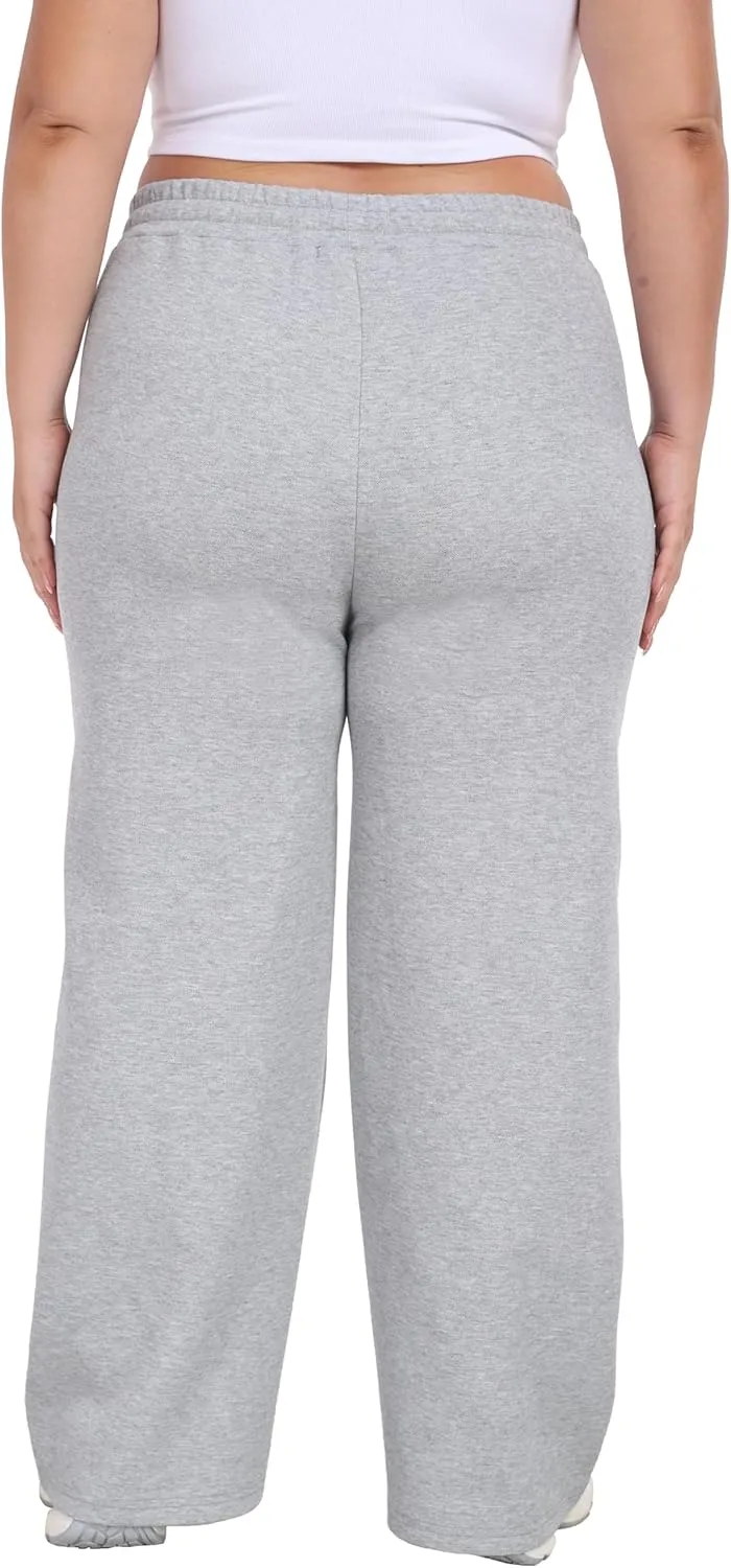 A-Wintage Women's Plus Size Wide Leg Sweatpants Elastic Waist Baggy Drawstring Lounge Pants with Pockets