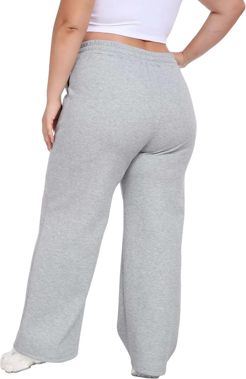 A-Wintage Women's Plus Size Wide Leg Sweatpants Elastic Waist Baggy Drawstring Lounge Pants with Pockets