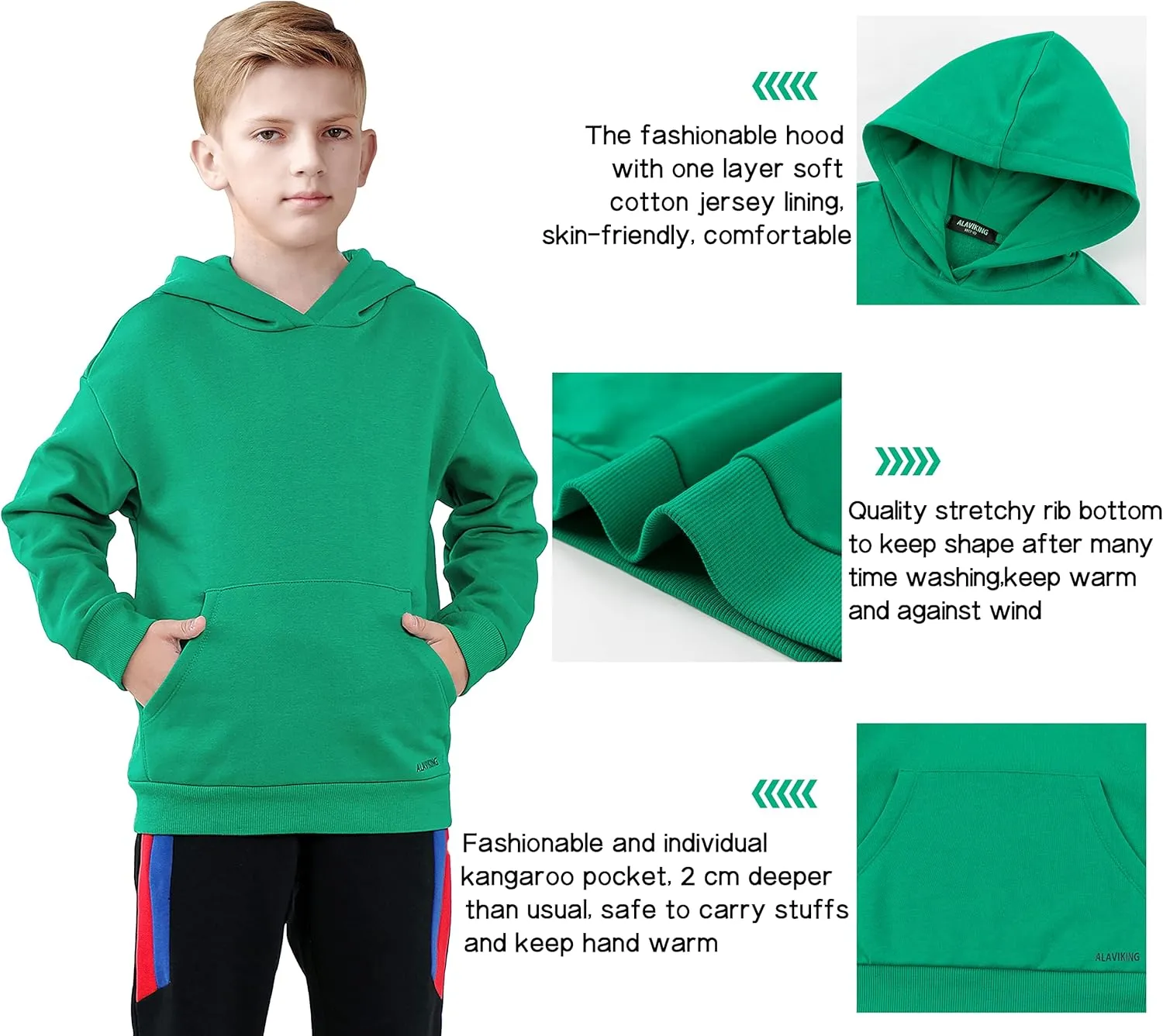 ALAVIKING Kids Soft Brushed Fleece Hooded Sweatshirts Active Pullover Hoodie for Boys and Girls 3-12 Years