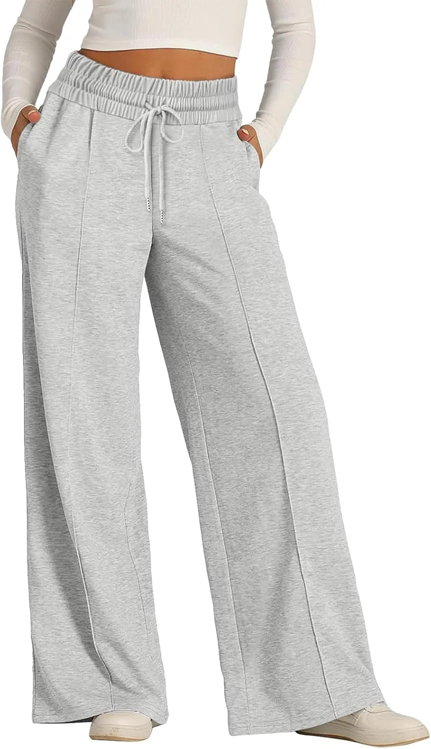 Aniywn Straight Wide Leg Sweatpants for Women Trendy High Waisted Yoga Pants Comfy Loose Fit Drawstring Jogger Athletic Pants