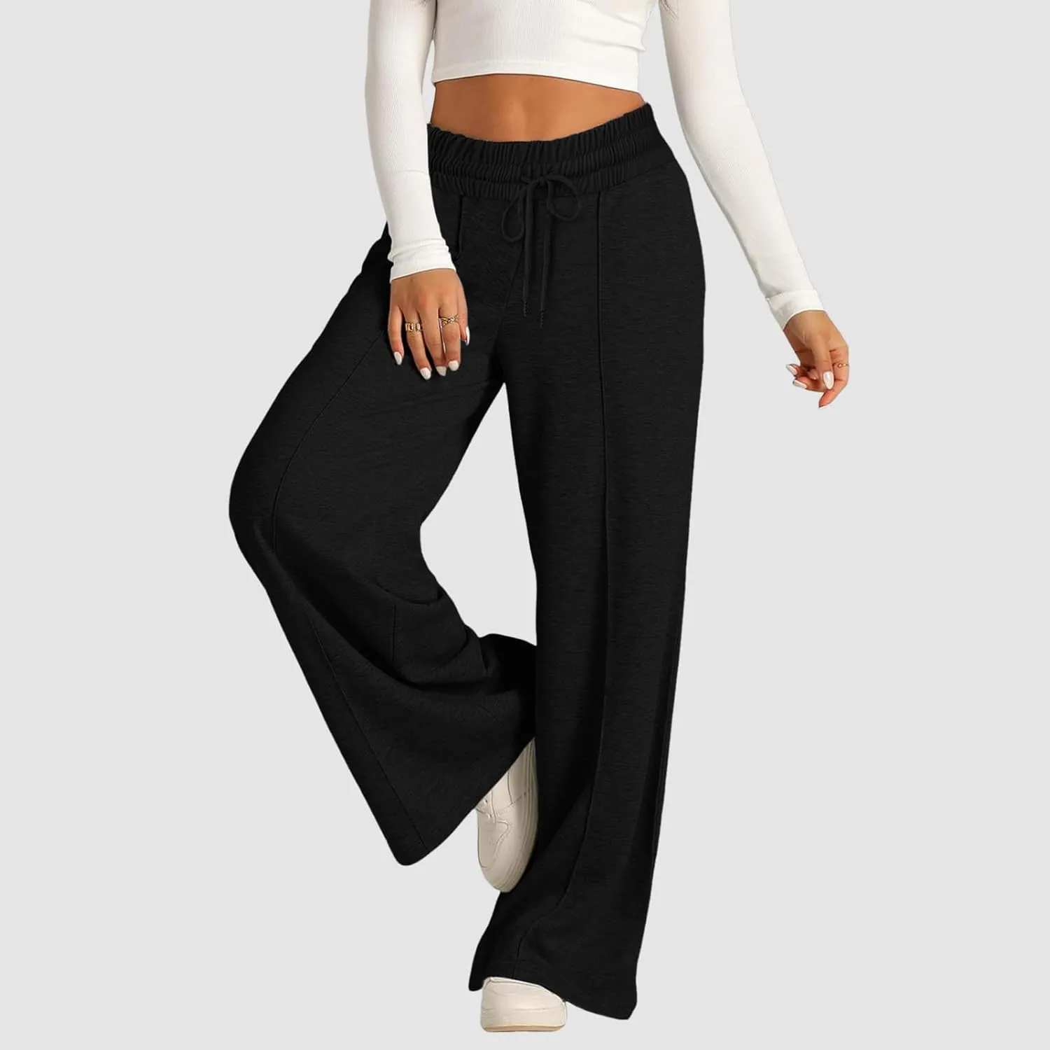 Aniywn Straight Wide Leg Sweatpants for Women Trendy High Waisted Yoga Pants Comfy Loose Fit Drawstring Jogger Athletic Pants