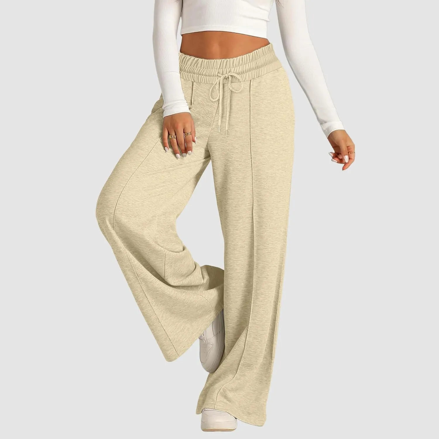 Aniywn Straight Wide Leg Sweatpants for Women Trendy High Waisted Yoga Pants Comfy Loose Fit Drawstring Jogger Athletic Pants