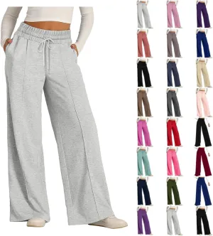 Aniywn Straight Wide Leg Sweatpants for Women Trendy High Waisted Yoga Pants Comfy Loose Fit Drawstring Jogger Athletic Pants