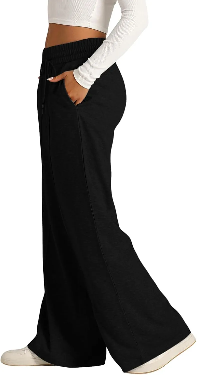 Aniywn Straight Wide Leg Sweatpants for Women Trendy High Waisted Yoga Pants Comfy Loose Fit Drawstring Jogger Athletic Pants