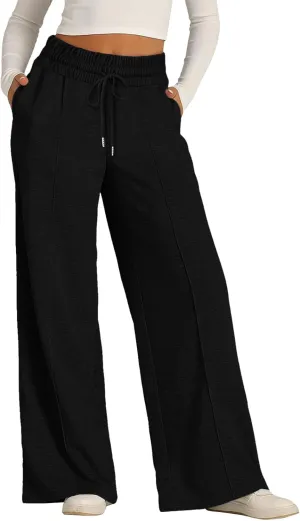 Aniywn Straight Wide Leg Sweatpants for Women Trendy High Waisted Yoga Pants Comfy Loose Fit Drawstring Jogger Athletic Pants