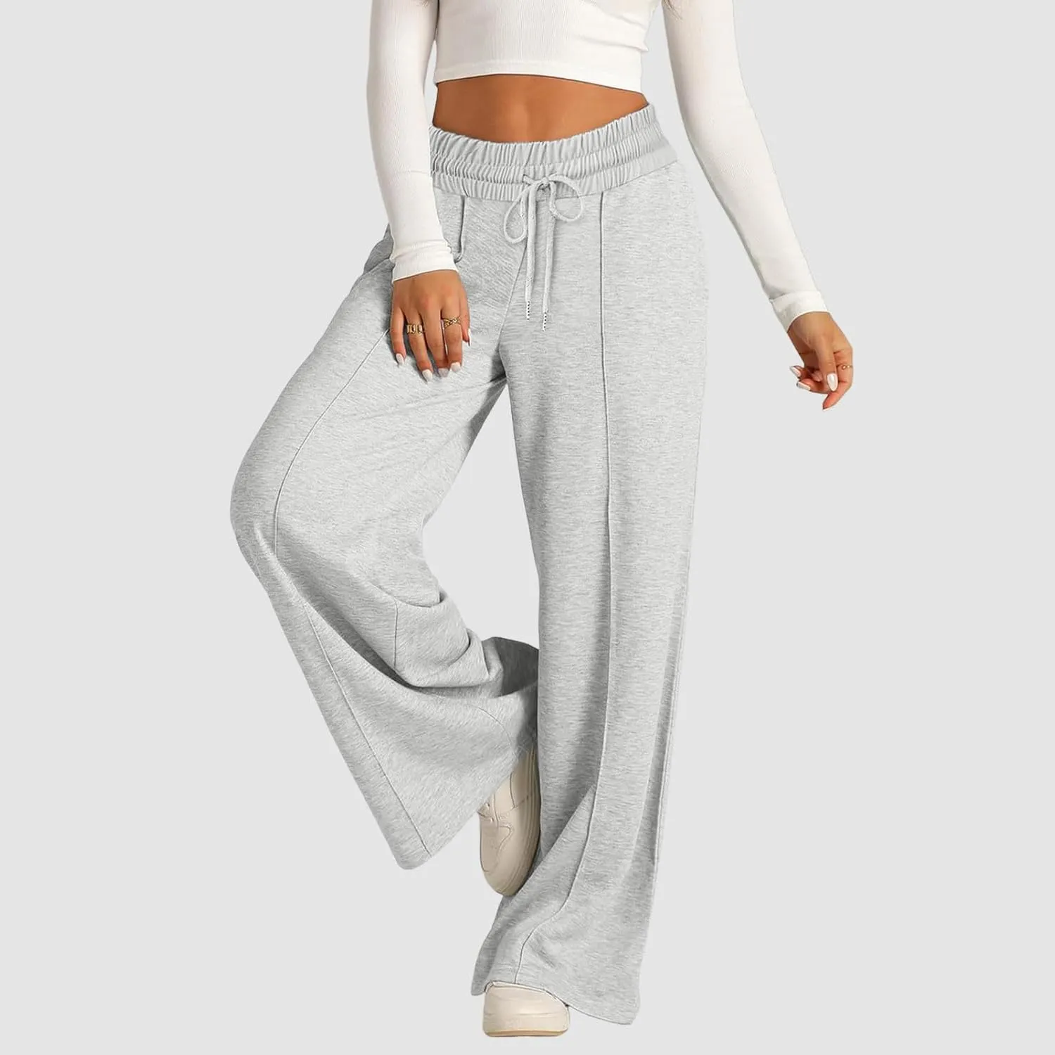 Aniywn Straight Wide Leg Sweatpants for Women Trendy High Waisted Yoga Pants Comfy Loose Fit Drawstring Jogger Athletic Pants