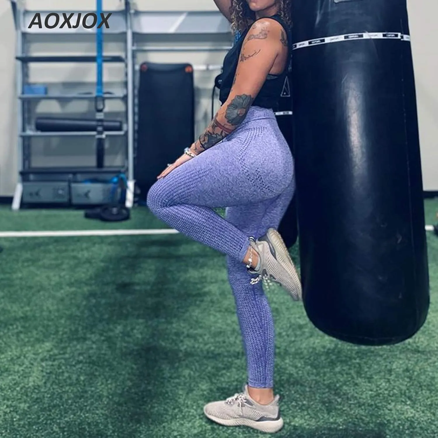 Aoxjox Women's High Waist Workout Gym Vital Seamless Leggings Yoga Pants
