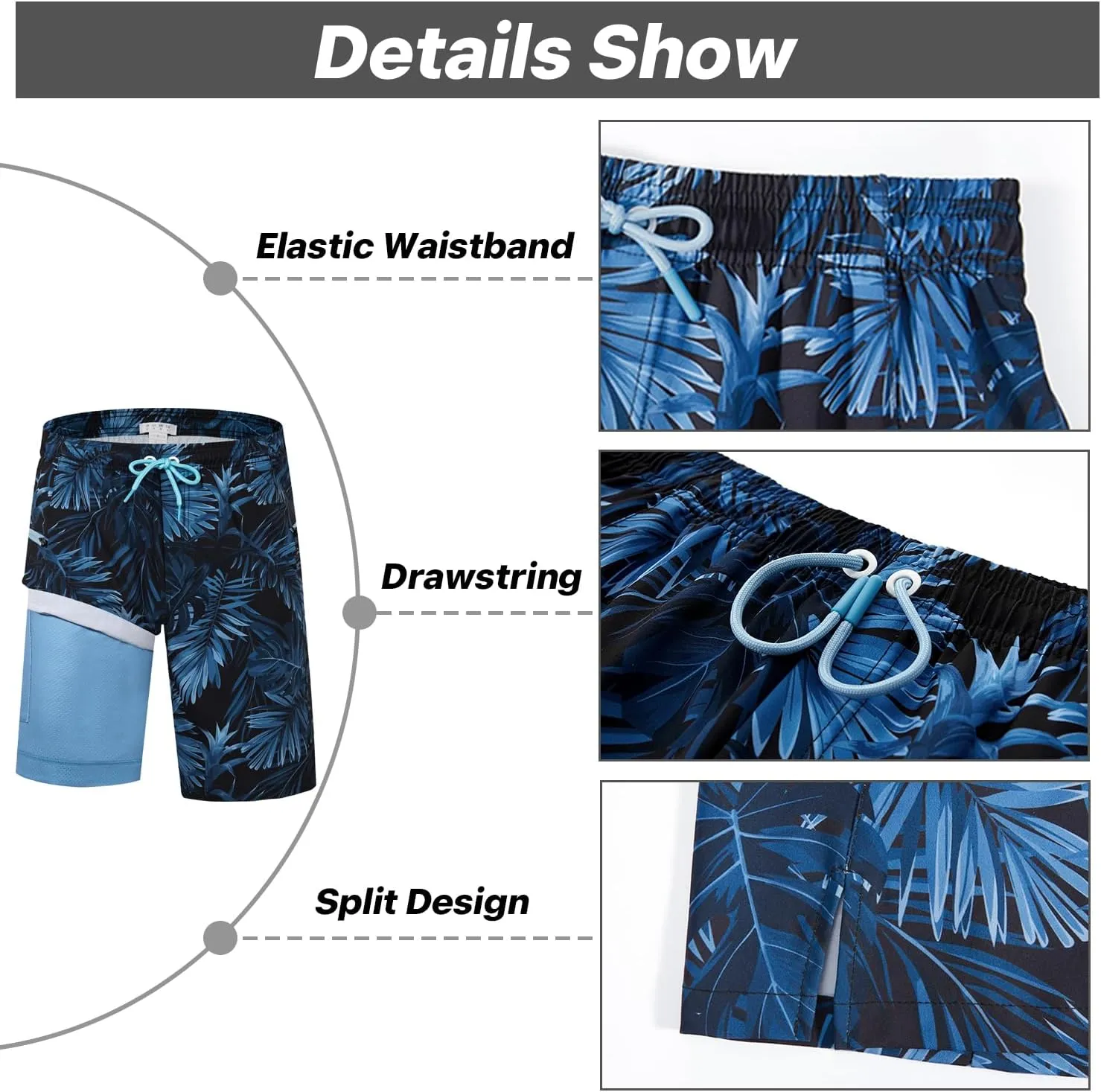 APTRO 2 in 1 Men's Swim Trunks 9" with Zipper Pockets Bathing Suit Built-in Board Shorts Swimwear Long Shorts