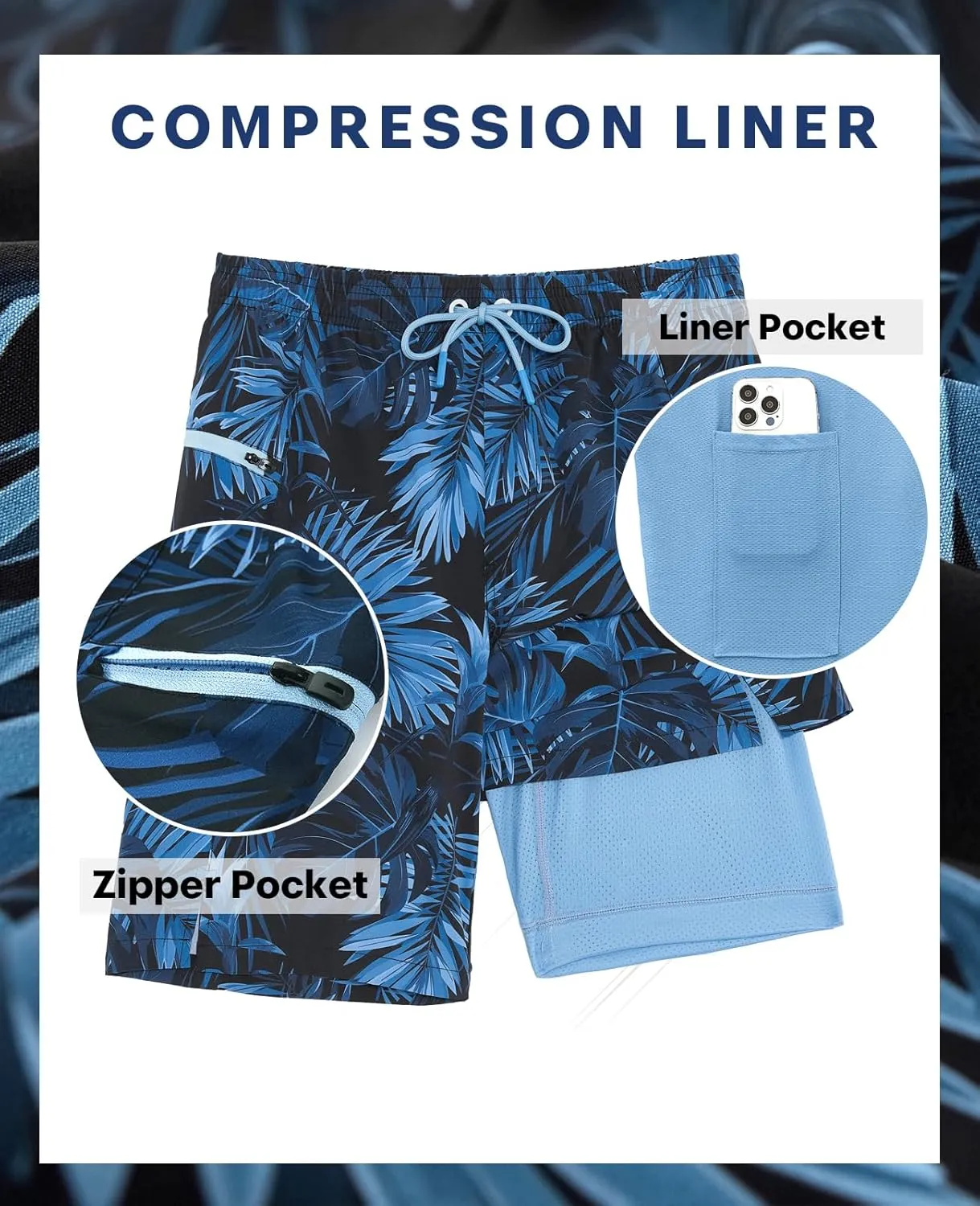 APTRO 2 in 1 Men's Swim Trunks 9" with Zipper Pockets Bathing Suit Built-in Board Shorts Swimwear Long Shorts