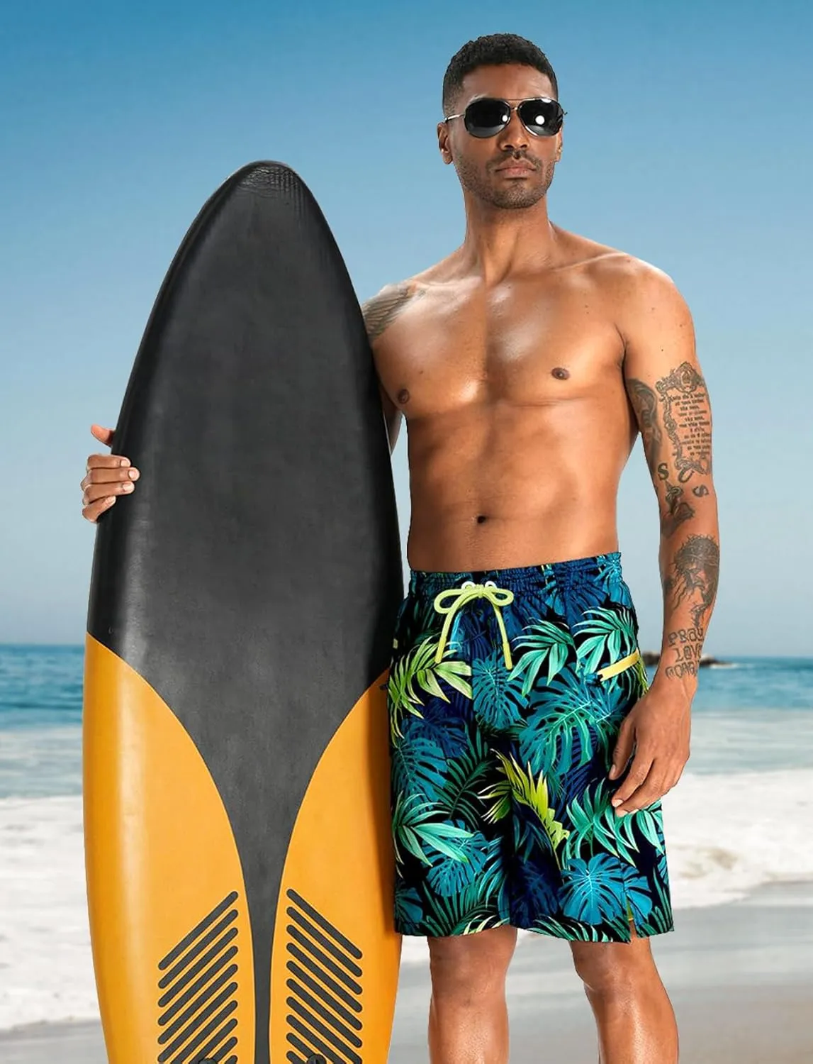 APTRO 2 in 1 Men's Swim Trunks 9" with Zipper Pockets Bathing Suit Built-in Board Shorts Swimwear Long Shorts