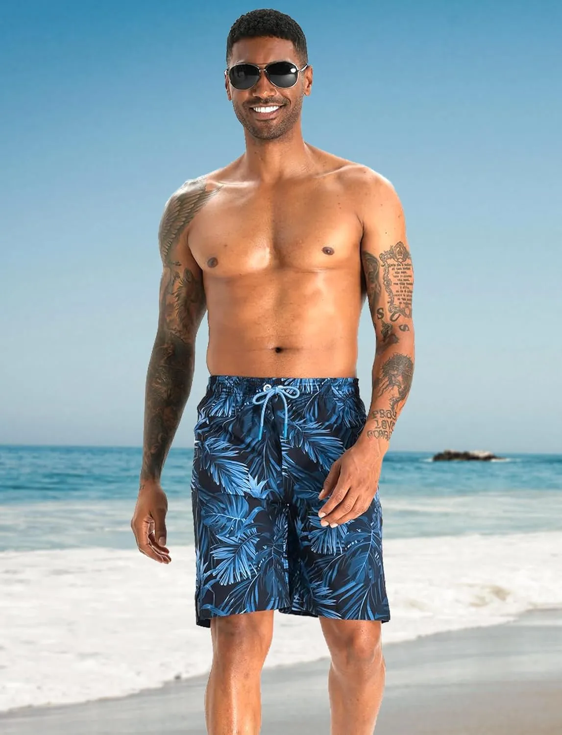 APTRO 2 in 1 Men's Swim Trunks 9" with Zipper Pockets Bathing Suit Built-in Board Shorts Swimwear Long Shorts