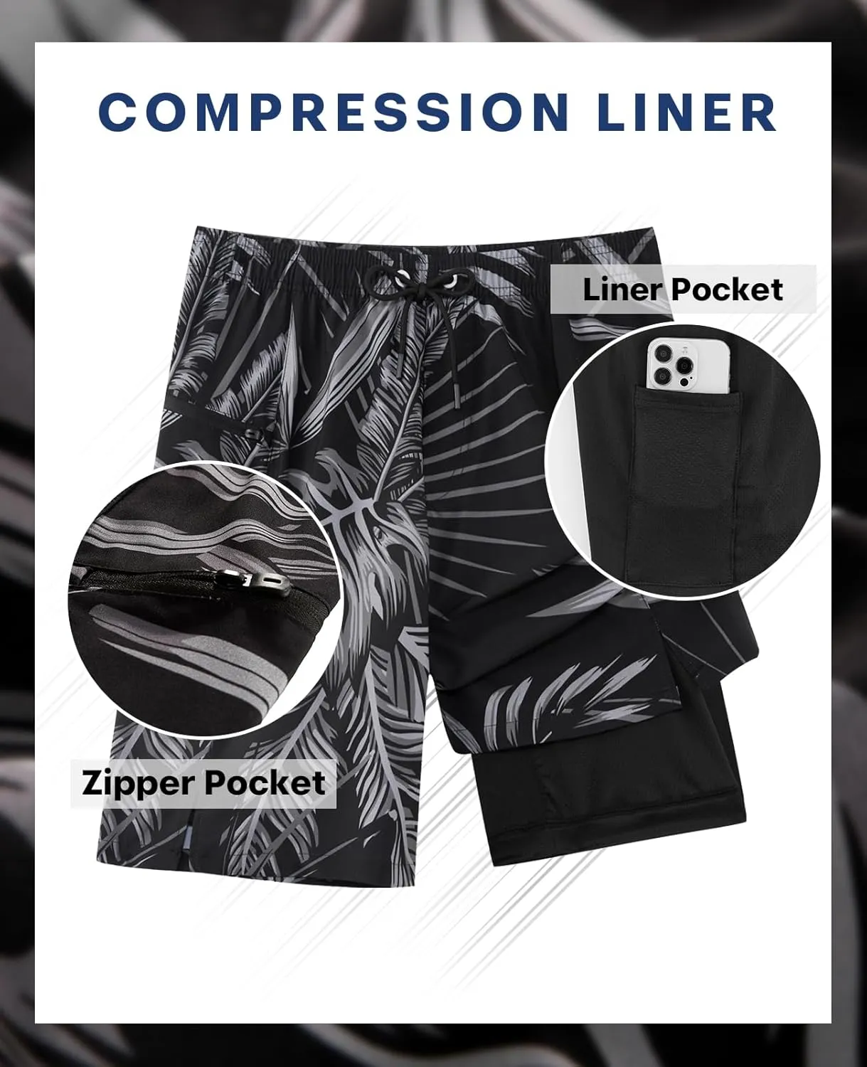 APTRO 2 in 1 Men's Swim Trunks 9" with Zipper Pockets Bathing Suit Built-in Board Shorts Swimwear Long Shorts