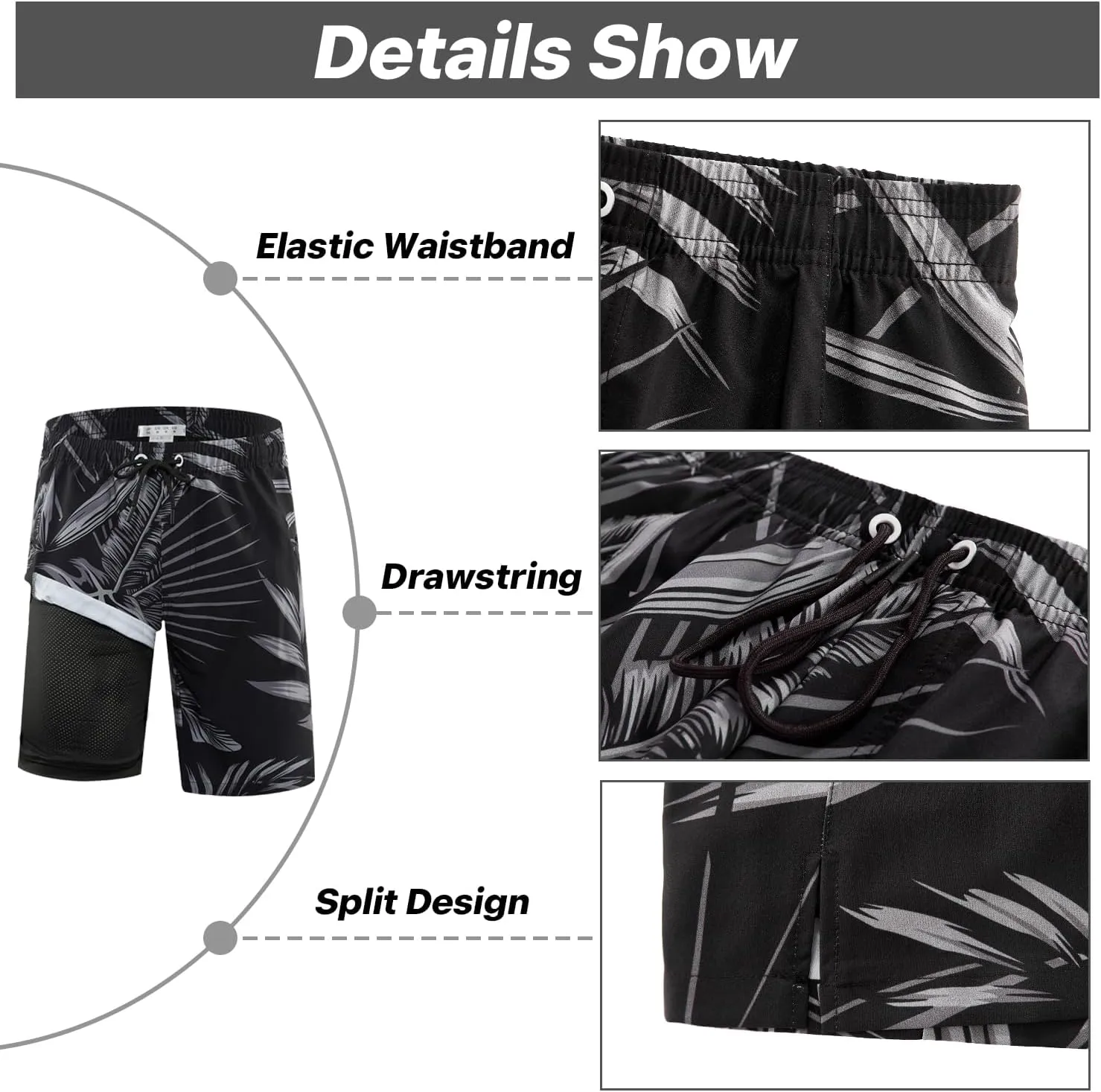 APTRO 2 in 1 Men's Swim Trunks 9" with Zipper Pockets Bathing Suit Built-in Board Shorts Swimwear Long Shorts