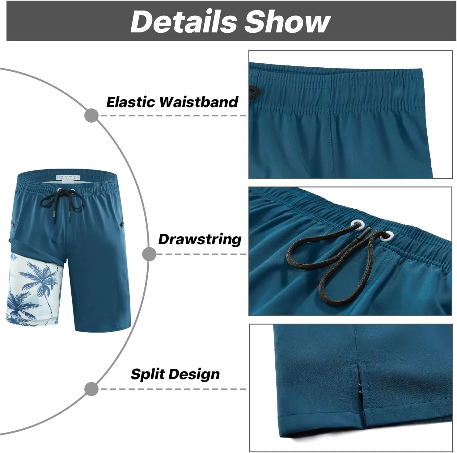 APTRO 2 in 1 Men's Swim Trunks 9" with Zipper Pockets Bathing Suit Built-in Board Shorts Swimwear Long Shorts