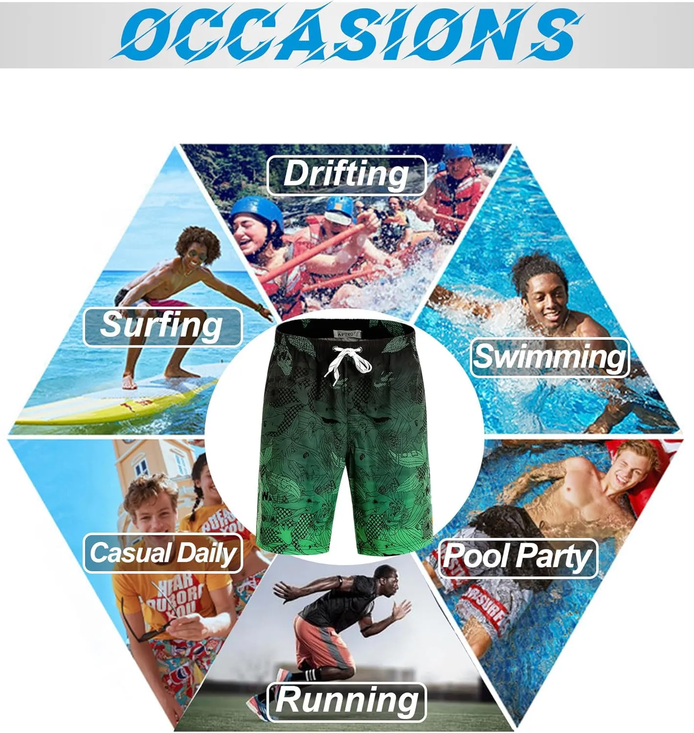 APTRO Men's Swim Trunks 9" Quick Dry Bathing Suit Big & Tall Beach Swimsuits