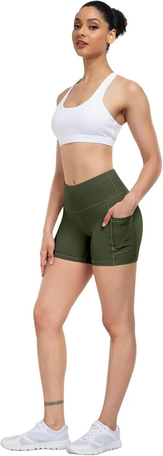 ATHVOTAR Biker Shorts Women with Pockets - 3"/5"/8" High Waisted Workout Spandex Tummy Control Gym Running Yoga Shorts