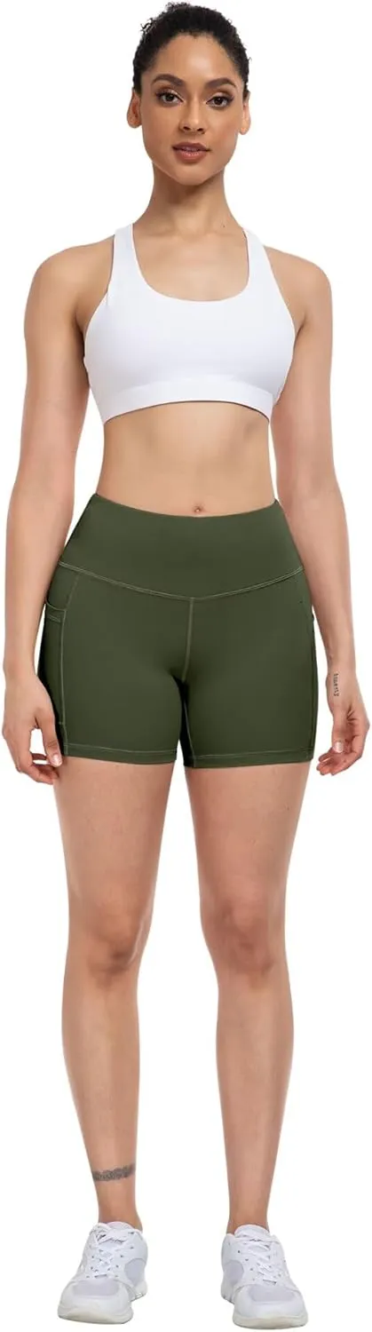 ATHVOTAR Biker Shorts Women with Pockets - 3"/5"/8" High Waisted Workout Spandex Tummy Control Gym Running Yoga Shorts