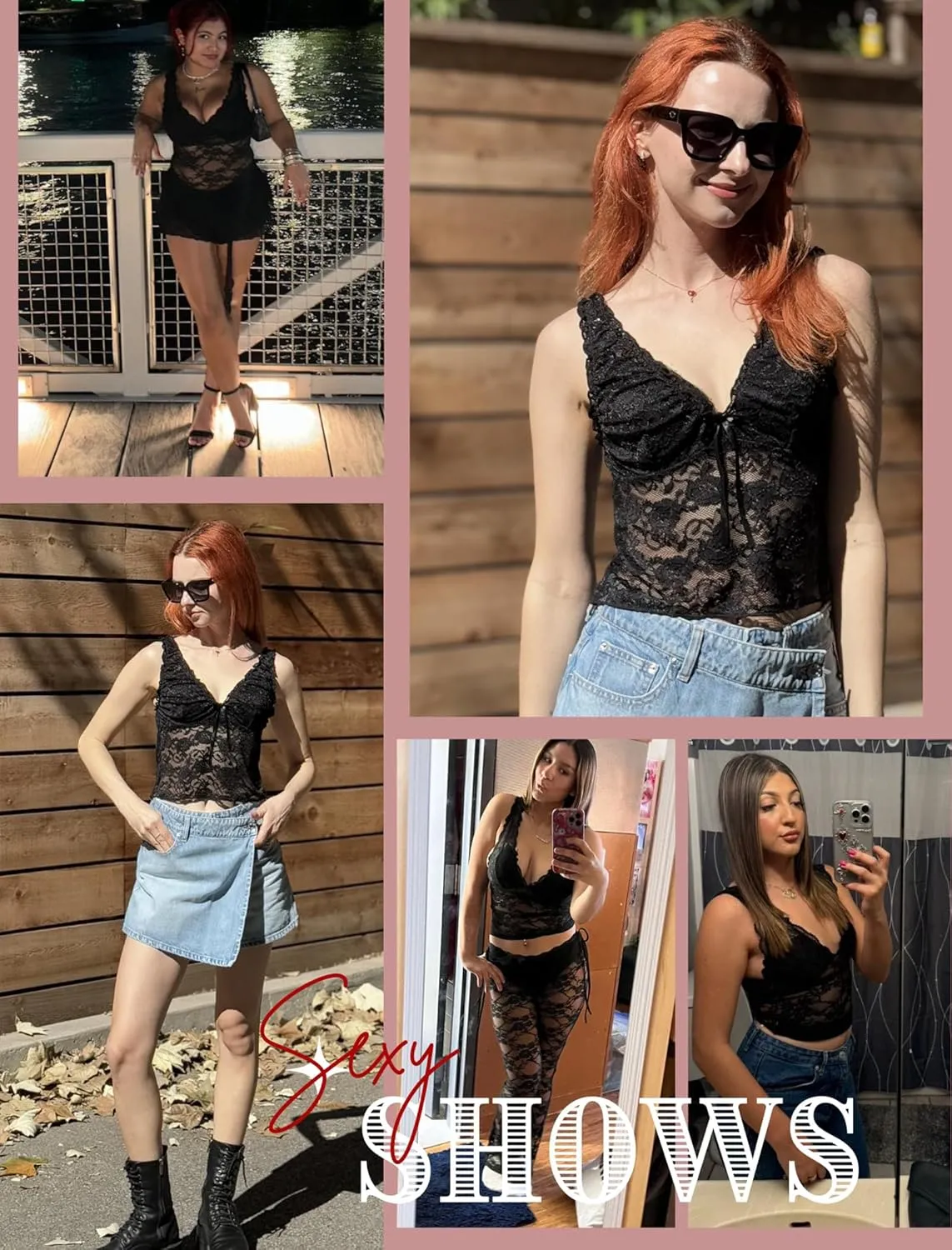 Avidlove Lace Tops for Women Mesh Top Crop Tank Tops Sexy V Neck Sleeveless Trendy Y2K Lace Undershirt