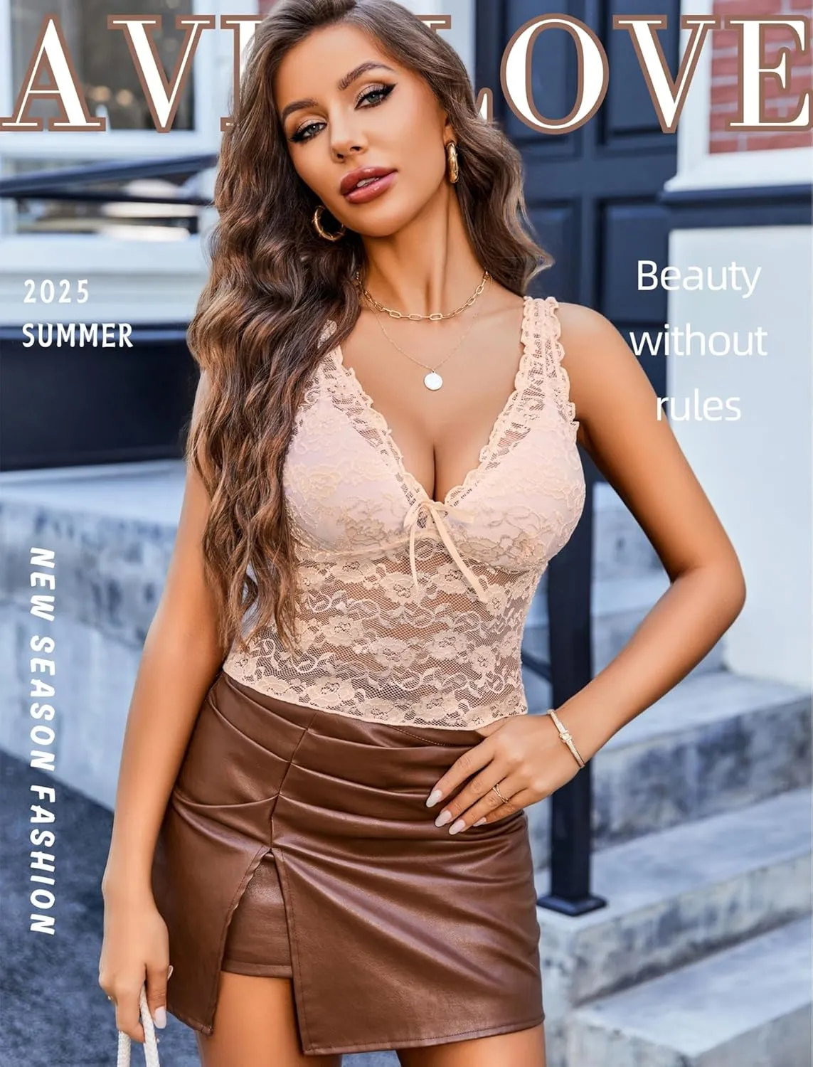 Avidlove Lace Tops for Women Mesh Top Crop Tank Tops Sexy V Neck Sleeveless Trendy Y2K Lace Undershirt