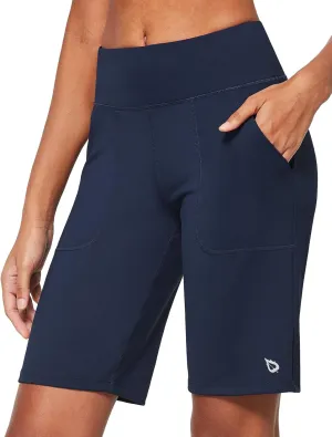 baleaf Women's Bermuda Long Shorts 10" Knee Length High Rise Athletic Shorts Pull On Workout Walking Golf Running Summer