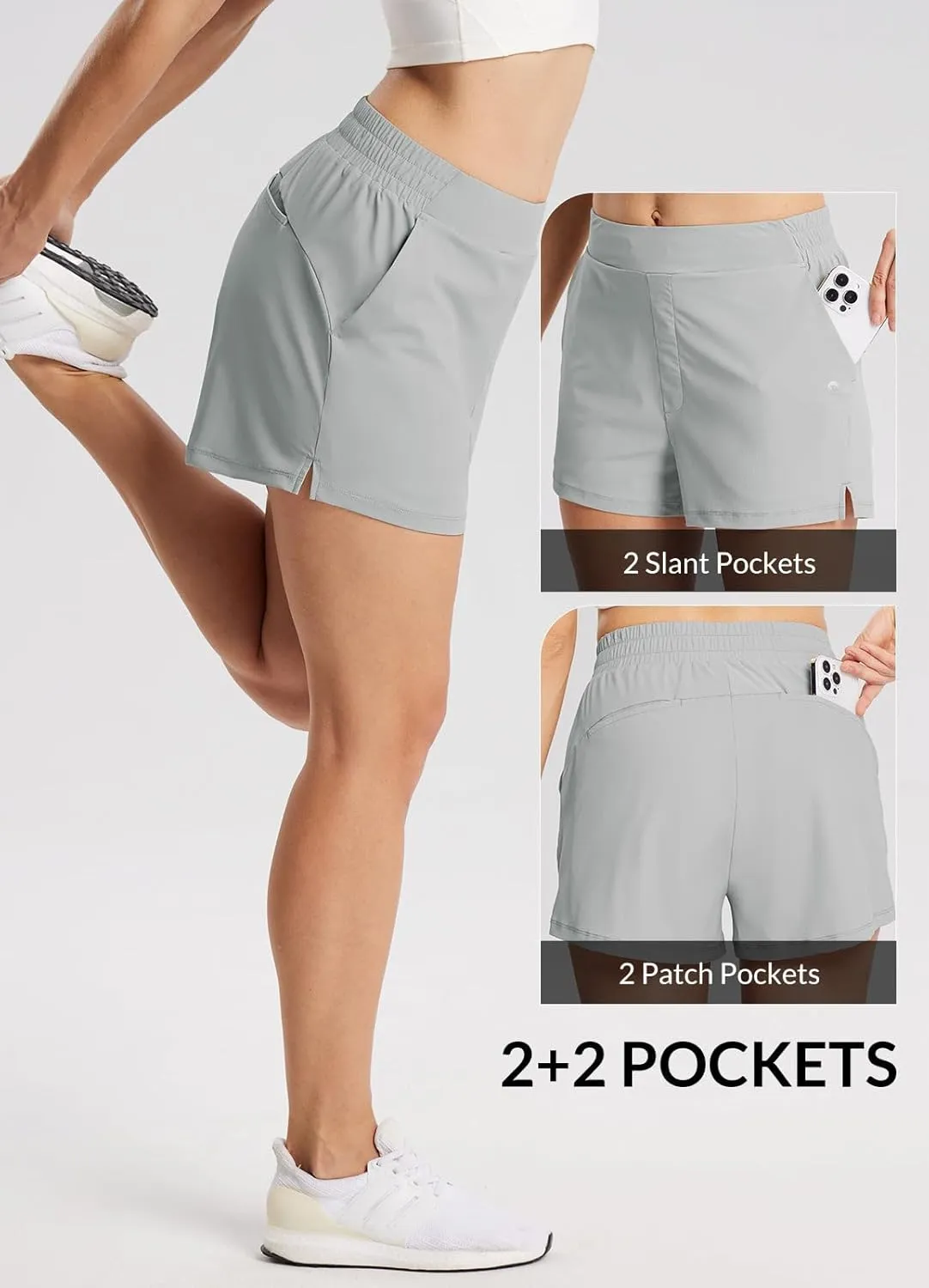baleaf Women's High Waist Running Shorts 2.5" Athletic Workout Quick Dry Lightweight Sport Gym Shorts with Pockets Summer