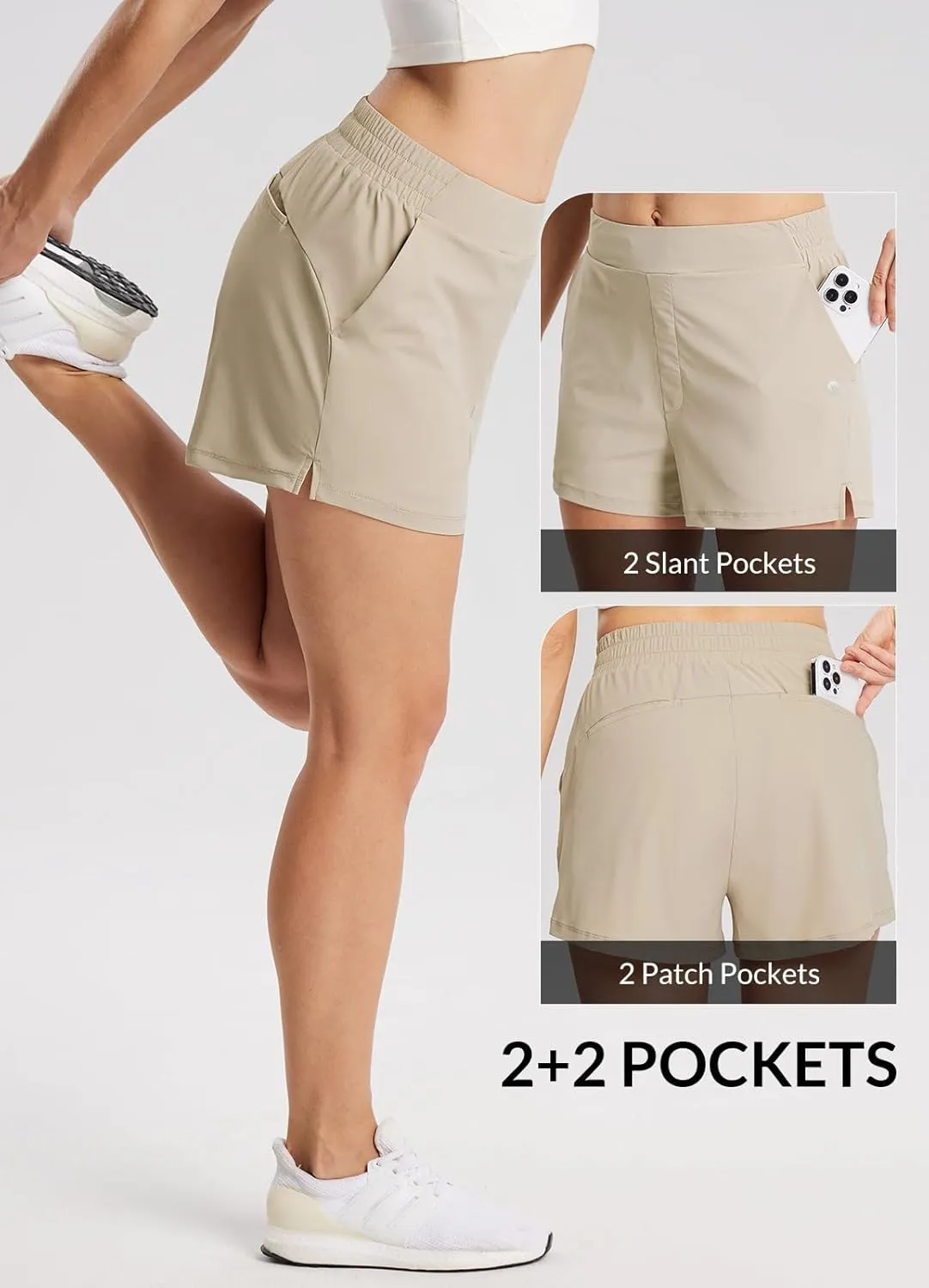 baleaf Women's High Waist Running Shorts 2.5" Athletic Workout Quick Dry Lightweight Sport Gym Shorts with Pockets Summer