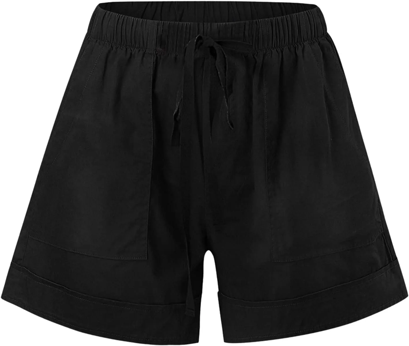 Bermuda Shorts for Women Loose High Waisted Short Pants Wide Leg Linen Knee Length Summer Casual Long Pockets