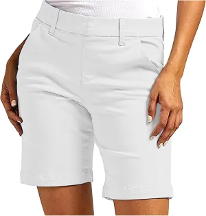 Bermuda Shorts for Women Stretchy Dressy Casual High Waisted Lounge Short Pants Straight Leg Hiking Vacation Outfits