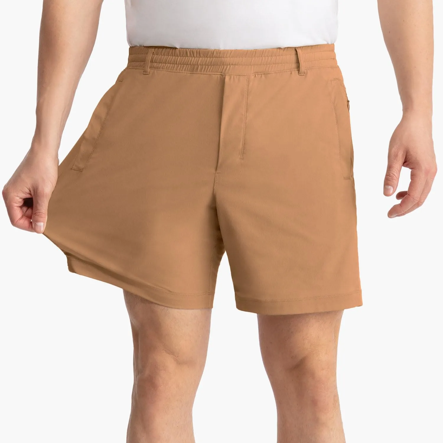 birddogs Mens Khaki Shorts  Casual, Slim Fit, Stretch Shorts with Built-in Liner for Comfort  Regular Length, 7 Inseam