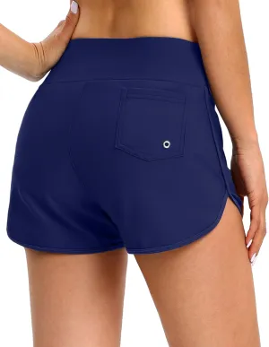 Blouty Women's Swim Board Shorts with Pockets High Waisted Tummy Control Swimsuit Bathing Shorts for Women with Liner