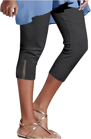 Capri Leggings for Women Fabric Bow Tie Belt Peach Hip Tight Waist High Hip Movement Yoga Shorts Cropped Pants High