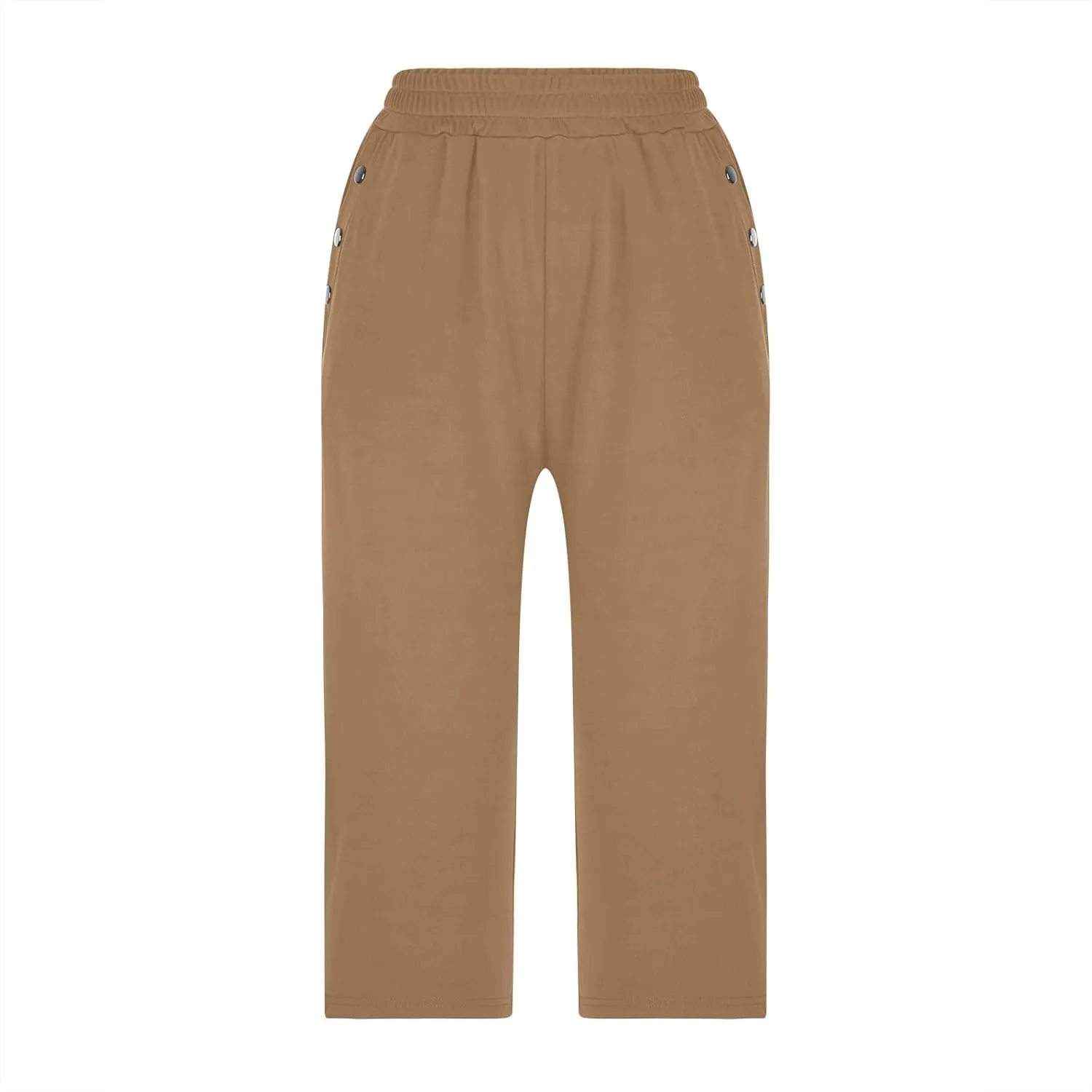 Capris Pants for Women Casual Summer Stretch Linen Capri High Waisted Lounge Baggy Cropped Trousers Ankle Pants with Pockets