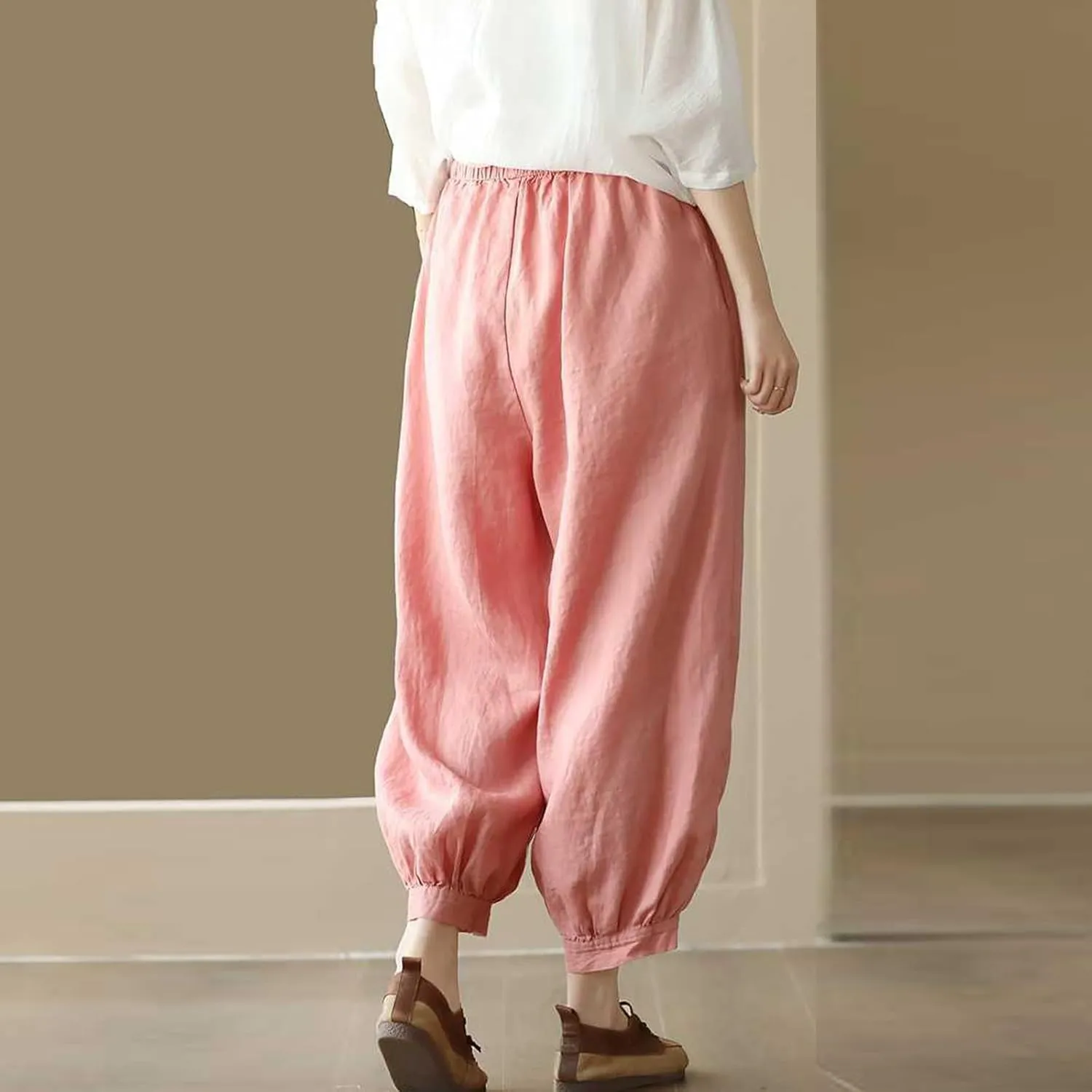 Cargo Pants Women, 2025 Peasant Pants Casual Linen Straight Leg Cotton Wide