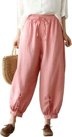 Cargo Pants Women, 2025 Peasant Pants Casual Linen Straight Leg Cotton Wide