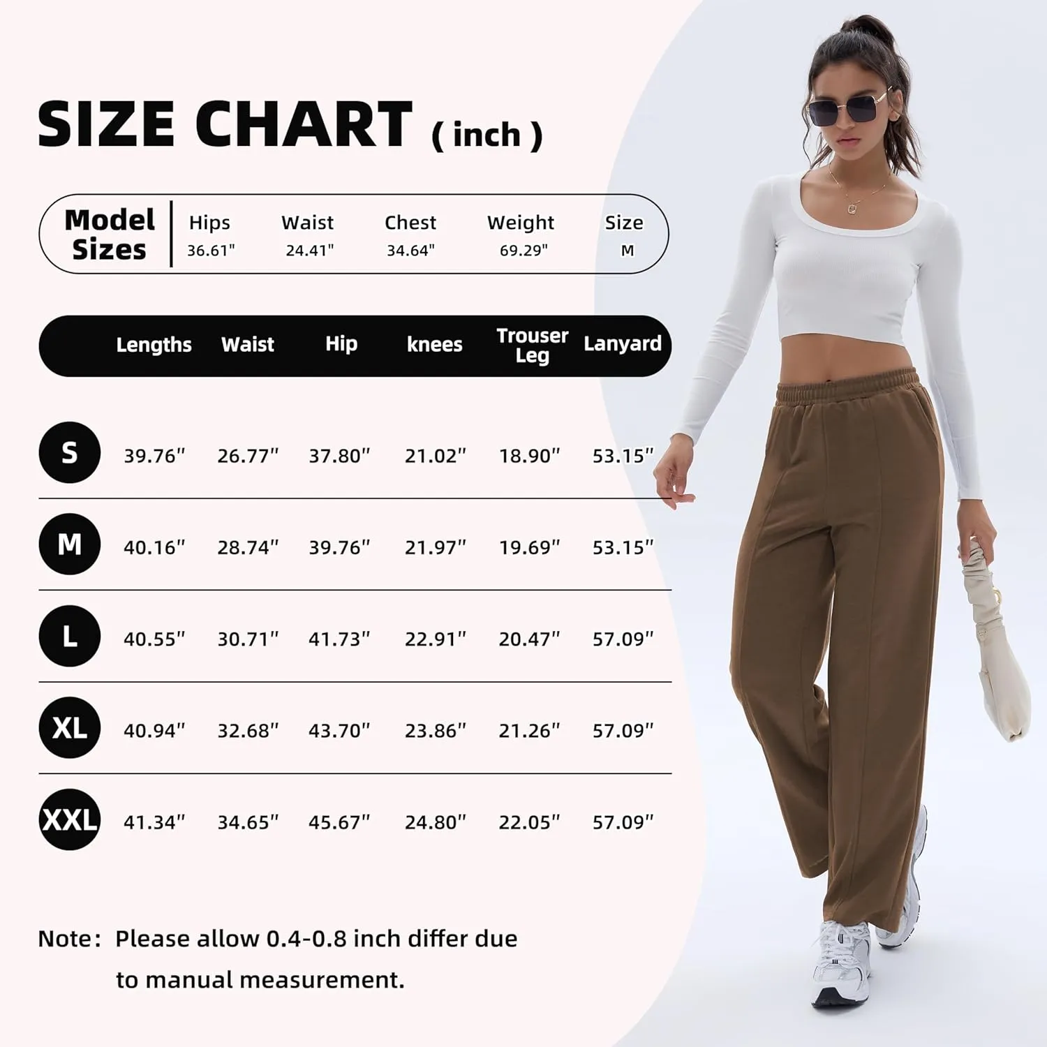 Cargo Sweatpants for Women High Waisted Wide Leg Cargo Pant Baggy Elastic Thicken with 6 Pockets