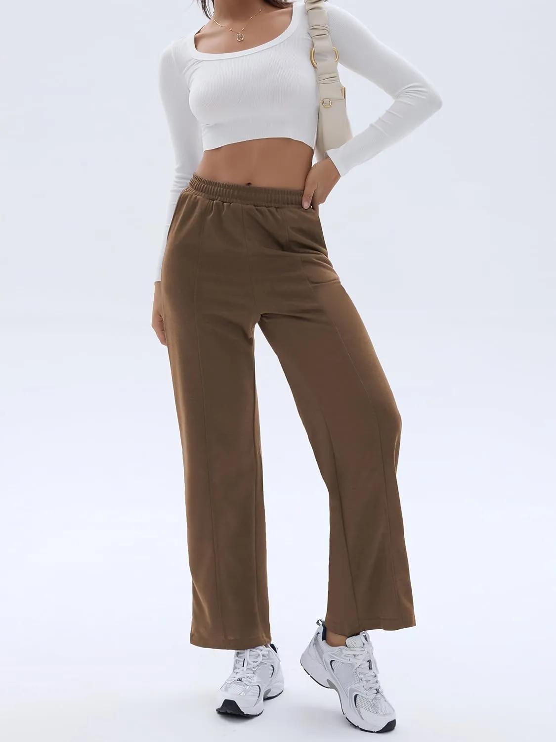 Cargo Sweatpants for Women High Waisted Wide Leg Cargo Pant Baggy Elastic Thicken with 6 Pockets