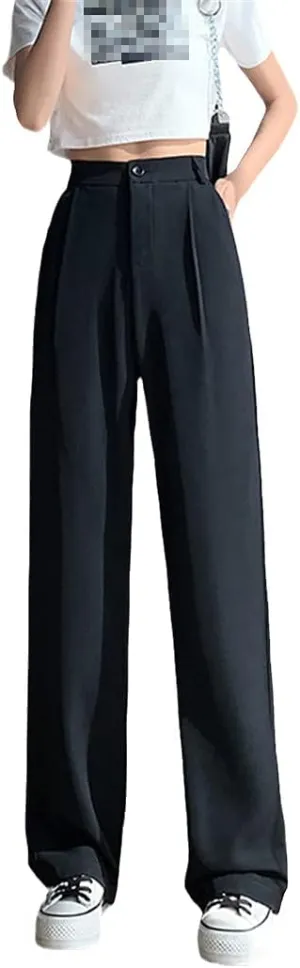 Casual High Waist Loose Wide Leg Pants for Women, Spring Summer Loose Female Floor-Length White Suits Trousers