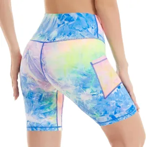 ccko High Waist Biker Shorts for Women with Pockets Workout Yoga Spandex Athletic Leggings Shorts for Gym Running
