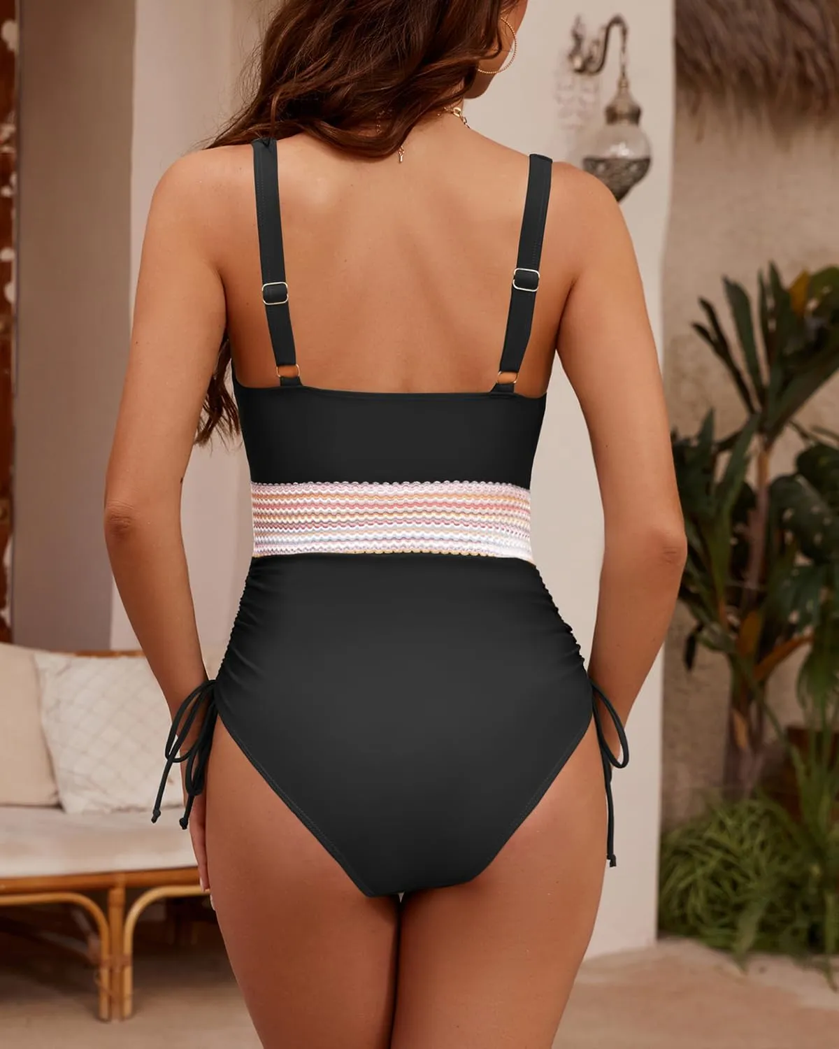 Century Star Tummy Control Swimsuits for Women 1 One Piece Bathing Suit Full Coverage Shapewear Slimming Color Block Swimwear
