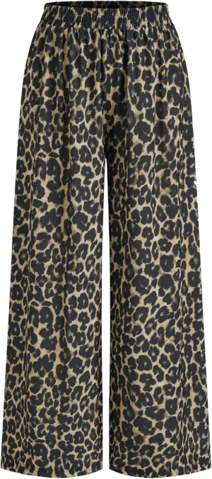 CIDER Leopard Pants Women Wide Leg Trousers Animal Print Mid Waist Elastic Casual Long Pants Streetwear