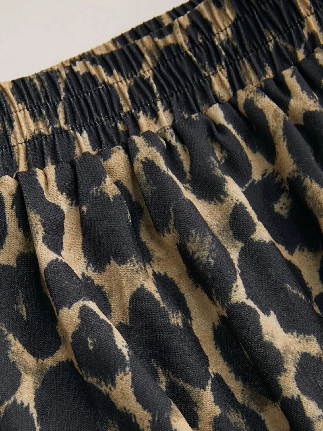 CIDER Leopard Pants Women Wide Leg Trousers Animal Print Mid Waist Elastic Casual Long Pants Streetwear