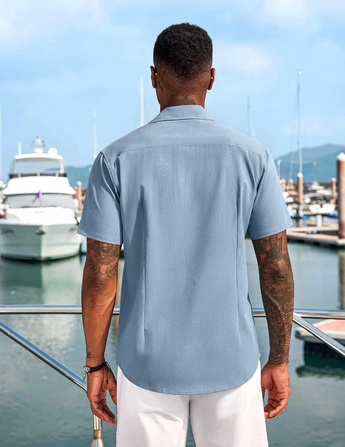 COOFANDY Mens Cuban Guayabera Short Sleeve Shirt Casual Summer Beach Tops Button Down Untucked Shirts