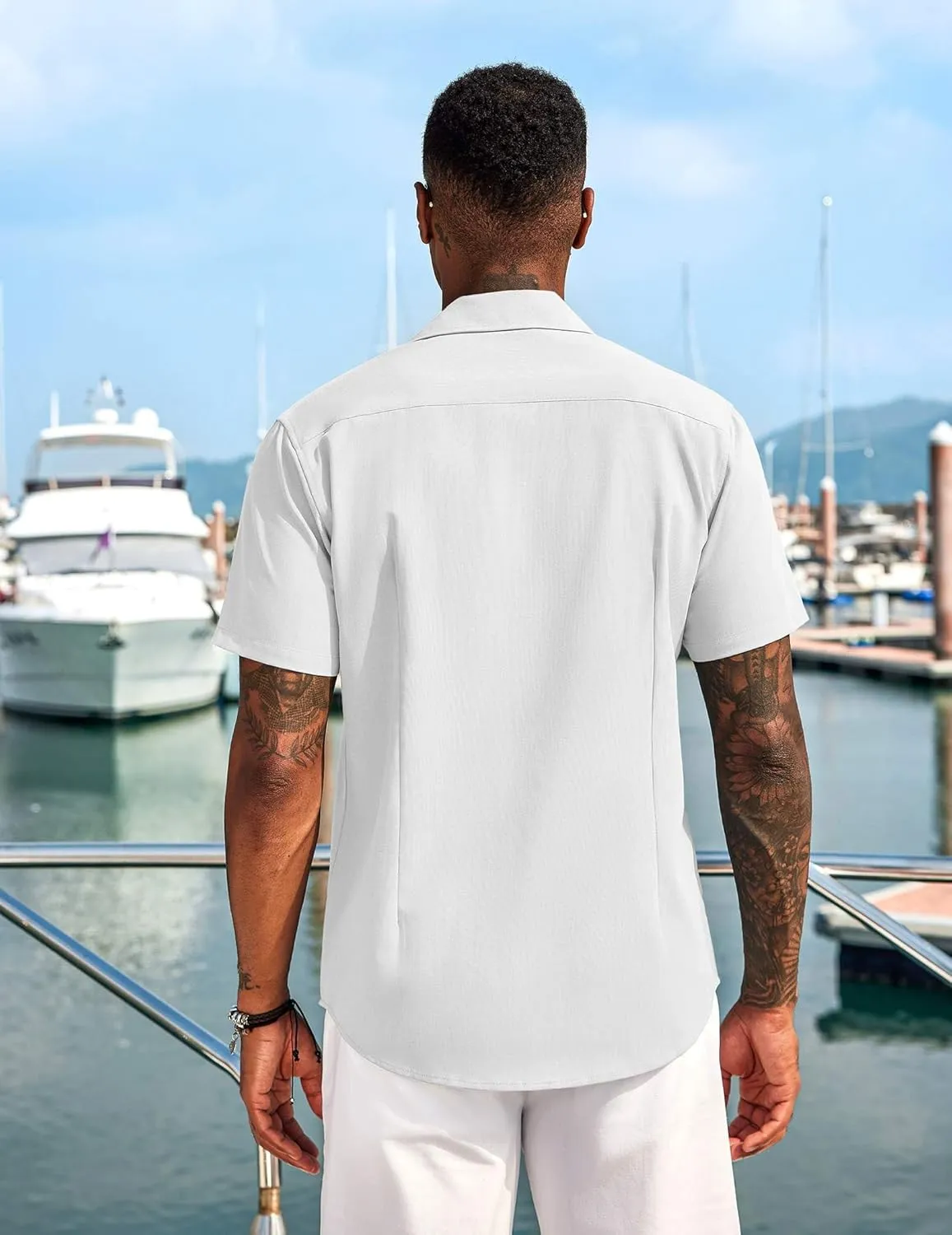 COOFANDY Mens Cuban Guayabera Short Sleeve Shirt Casual Summer Beach Tops Button Down Untucked Shirts