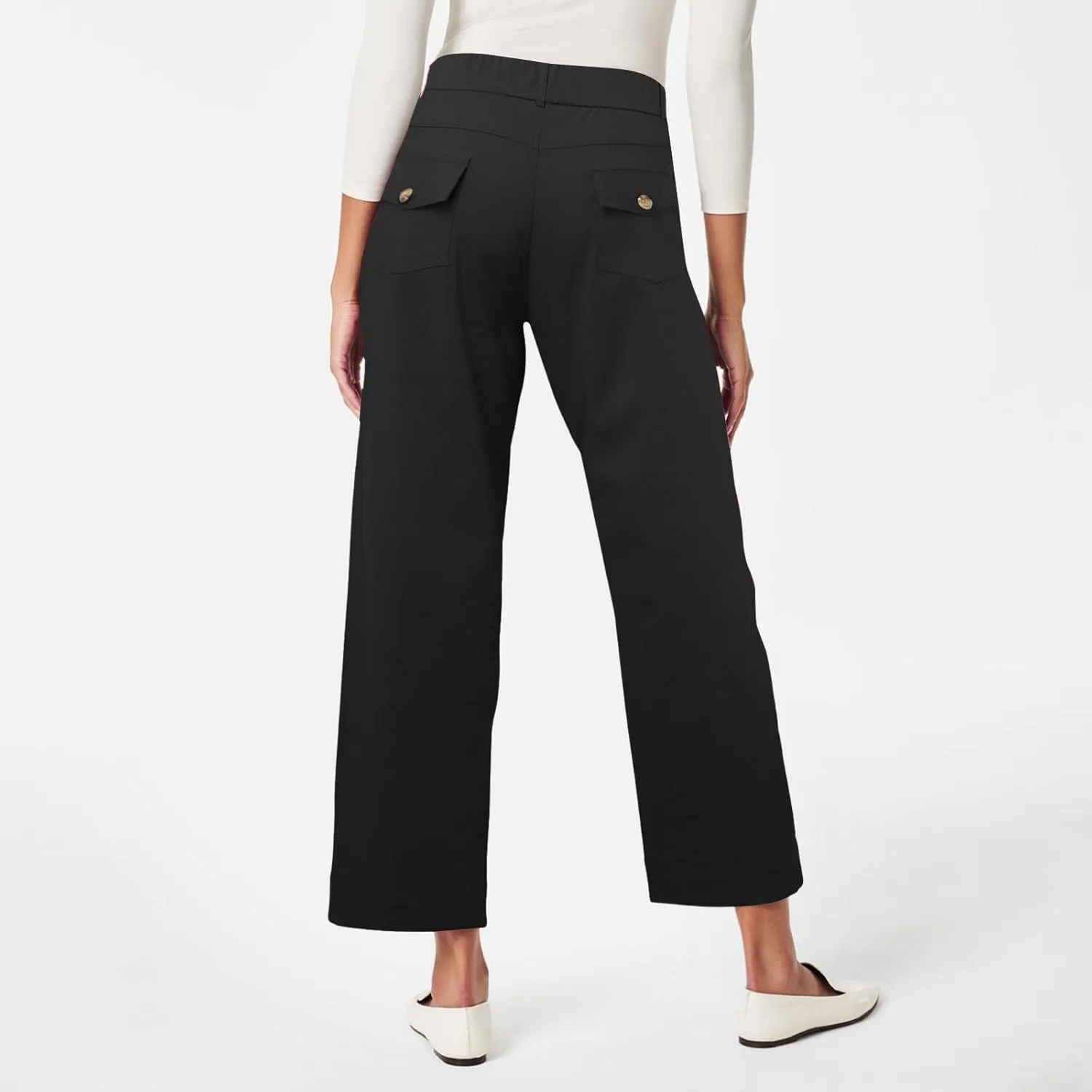 Corduroy Pleated Pants for Women Winter Twill Travel Thermal with Pockets Straight Leg Straight Leg